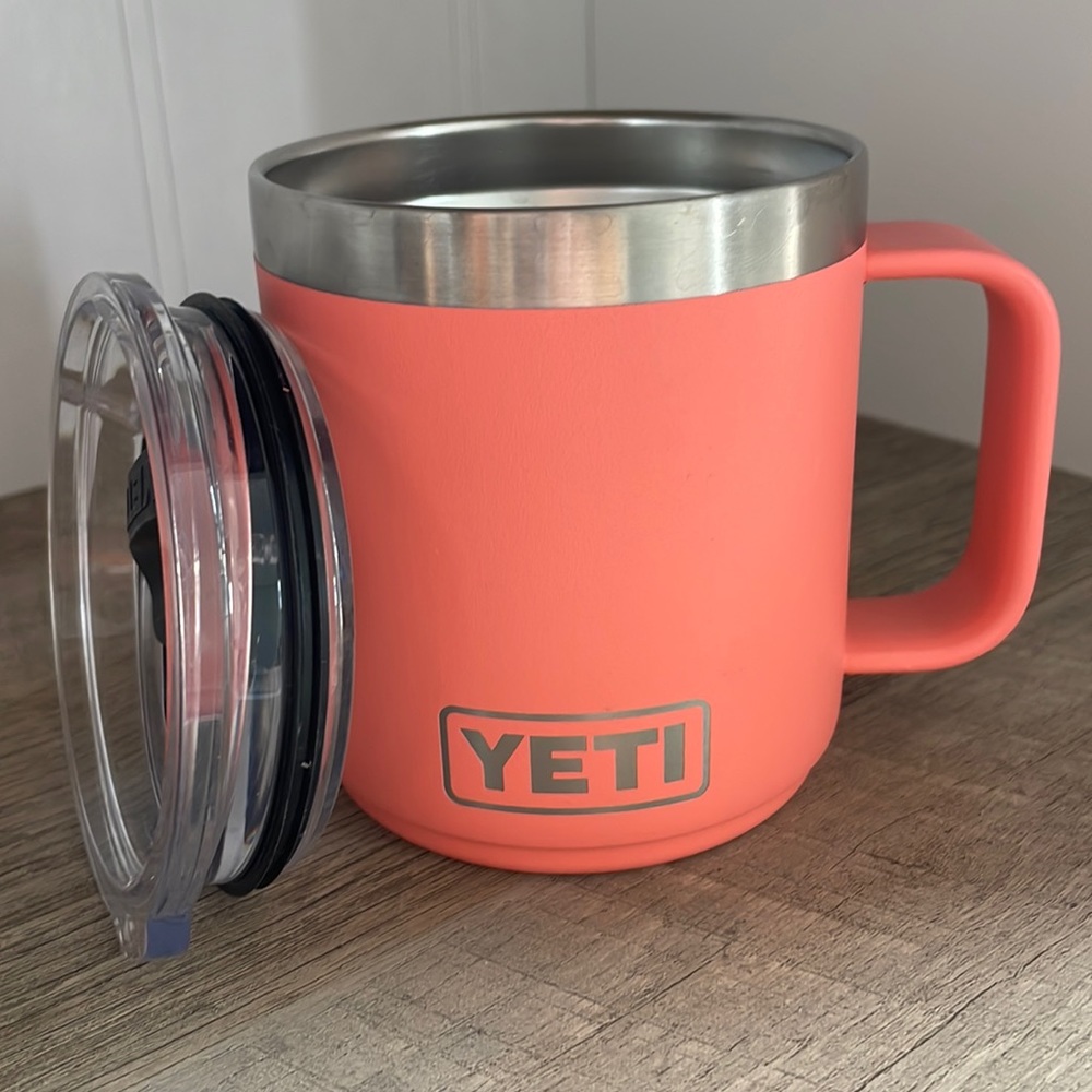 YETI 10 Oz Coral Mug Authentic With Magslider Lid Limited Edition Color